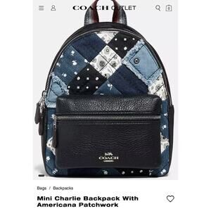 COACH mini backpack Patchwork Leather Backpack Black Pebbled Leather Bag